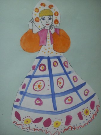 Рисование кукла в национальном костюме Комарова