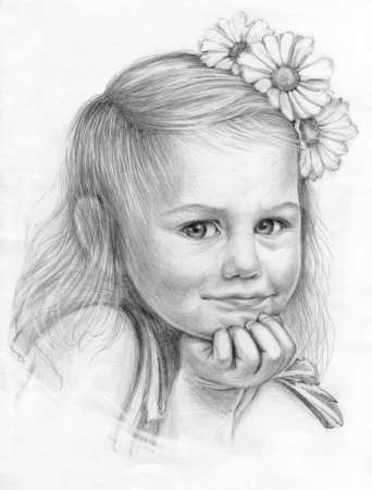 Детские портреты цветными карандашами