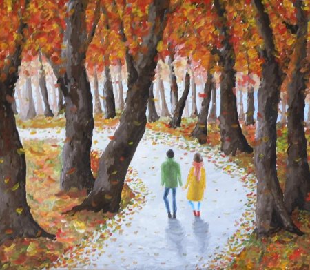 Осенняя прогулка гуашь