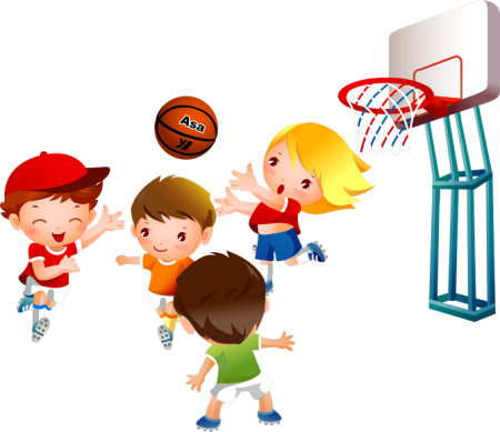 Иллюстрация детей играющих в баскетбол