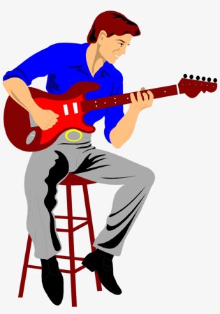 Гитарист на белом фоне