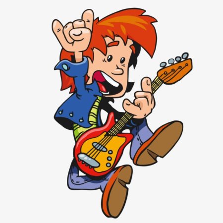 Гитарист на белом фоне