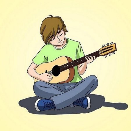 Гитарист на прозрачном фоне