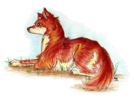 Красный волк рисунок