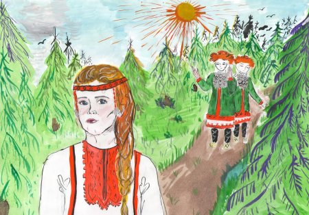 Чувашское платье для рисования