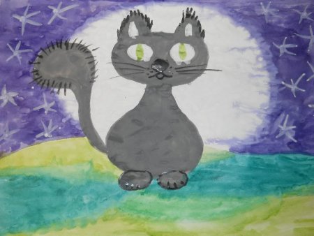 Кошка рисунок для детей