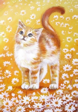 Кошка красками