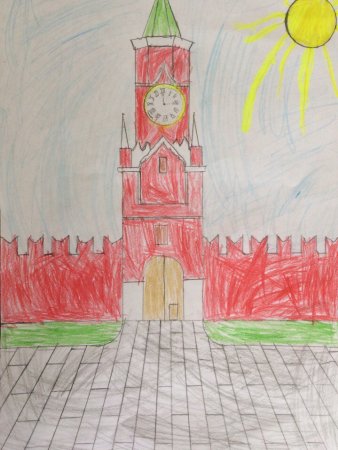 Спасская башня Кремля рисование