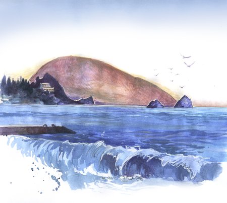 Атрек Акварельные пейзажи медведь гора