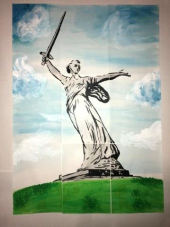 Родина мать гуашью
