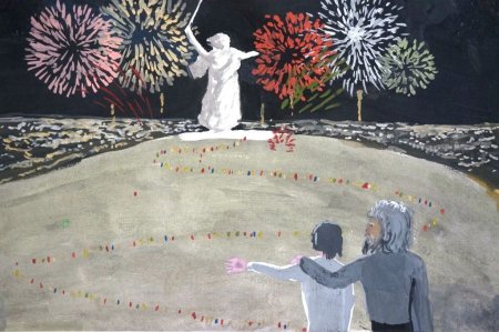 Памятник Мамаев Курган рисунок