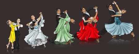 Спортивные бальные танцы иллюстрация