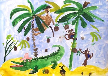 Обезьянка на Пальме рисунок