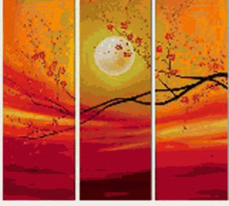 Триптих картины гуашью