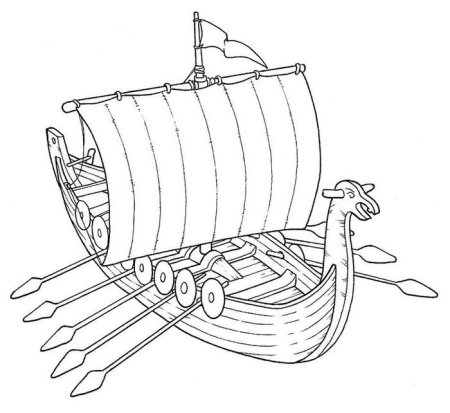 Драккар викингов раскраска