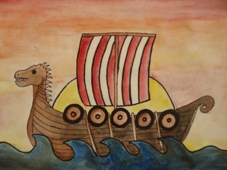 Корабль викингов срисовать