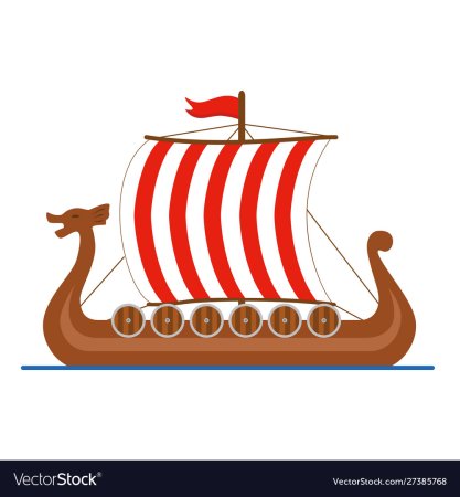 Ладья викингов дракар вектор