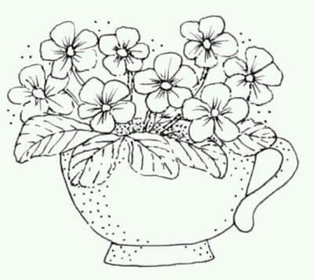 Раскраска фиалка в горшке