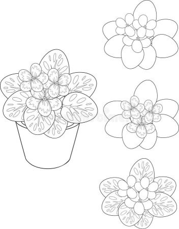 Трафарет фиалка в горшке