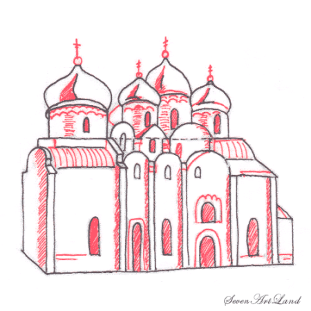 Софийский собор в Новгороде лёгкий рисунок