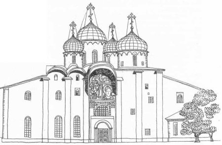 Софийский собор в Новгороде Западный фасад