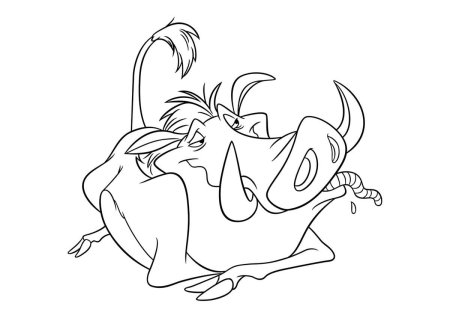 Раскраска Король Лев Тимон и Пумба