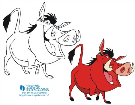 Раскраска Король Тимон и Пумба