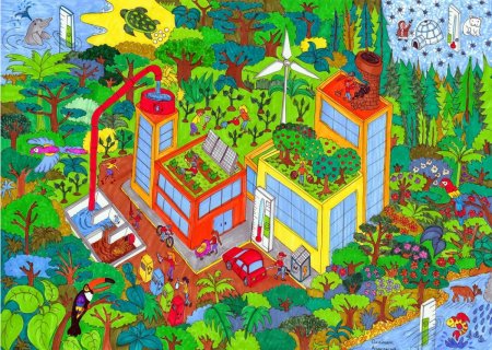 Зеленый город будущего рисунок