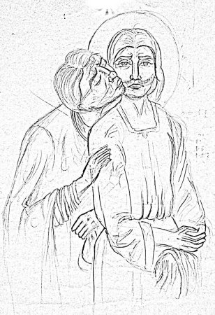 Раскраска Иисус перед Пилатом