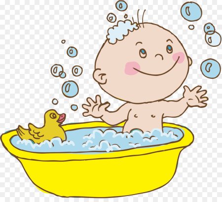 Купается в ванной