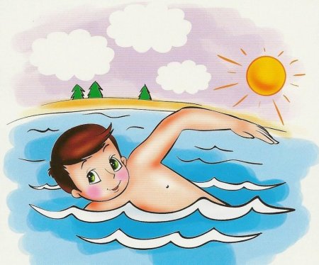 Дети купаются в море