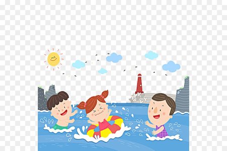 Дети купаются вектор