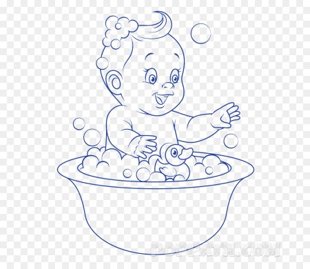Малыш в ванне раскраска