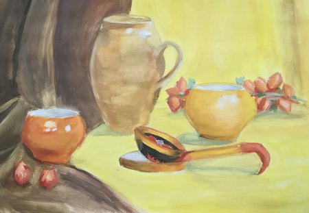 Деревенский натюрморт карандашом