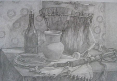 Этюд глиняная Крынка акварелью