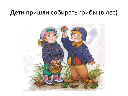 Девочка и мальчик собирают грибы
