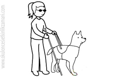 Слепой человек с собакой поводырем