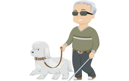Человечек с собакой поводырем