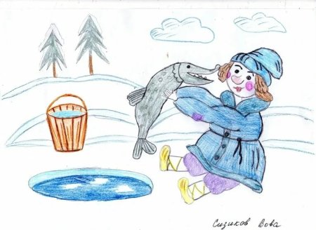 Рисунок к сказке по щучьему велению