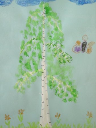 Рисование белая береза