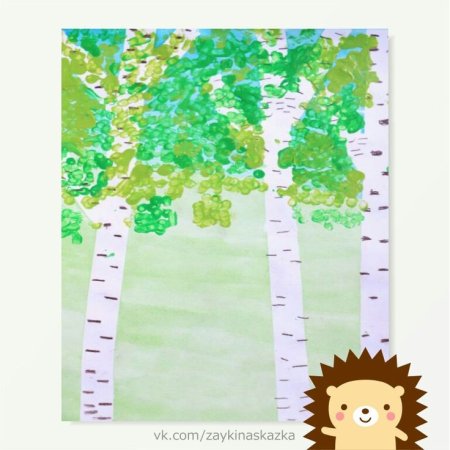 Береза рисунок в детском саду
