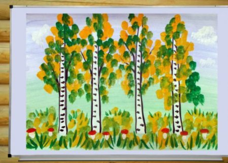 Береза осенью рисунок карандашом