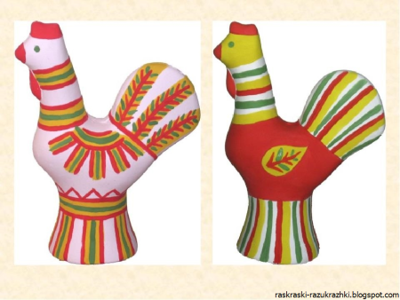Курочка и петушок Филимоновская игрушка