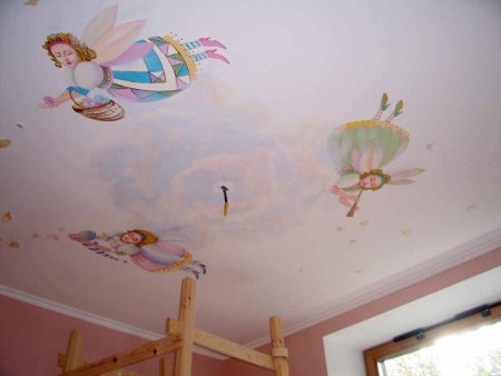 Потолок с фотопечатью в детскую девочке