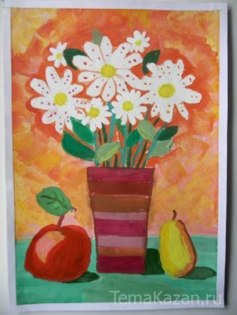 Ваза с цветами гуашью