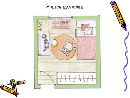 План комнаты сверху
