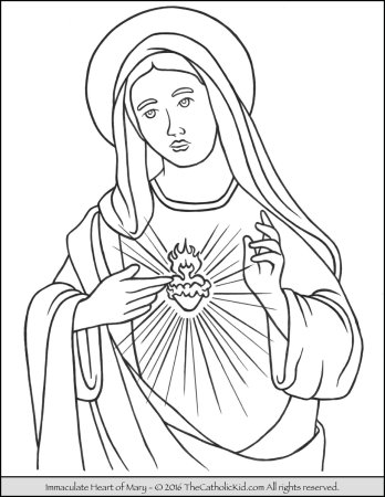 Virgin Mary Coloring Page with Rose