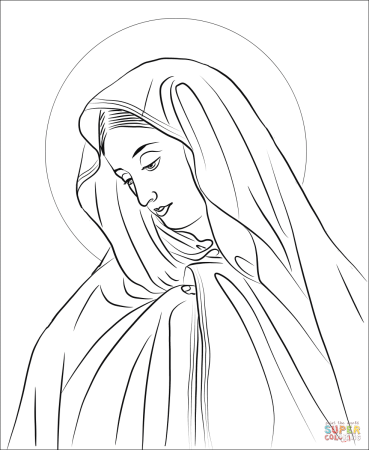Раскраска Раскраска дева Мария с ребенком распечатать. Много раскрасок.