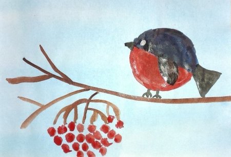 Рисование снегиря