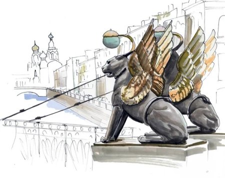 Грифон банковский мост силуэт